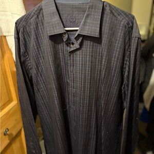 RARE Bugatchi Black Plaid Men's Dress Shirt